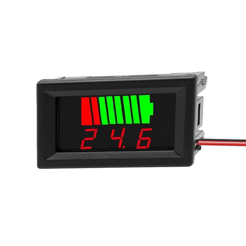Red 12-60V Dual Display Waterproof Voltage Electricity Meter