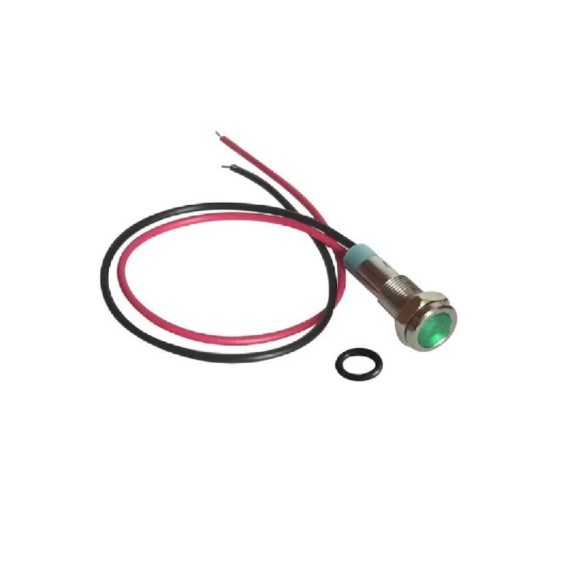 Green 10-24V 8mm LED Metal Indicator Light with 15CM Cable